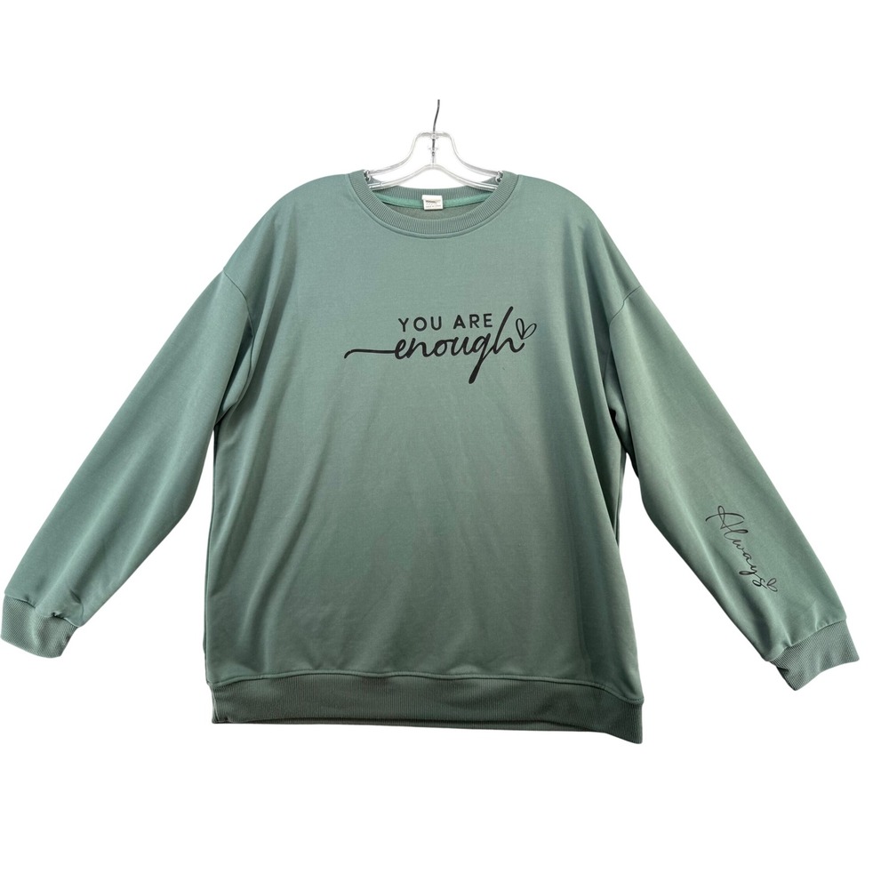 Unbranded Sage Green You Are Enough Graphic Sweatshirt XL Always Heart Sleeve